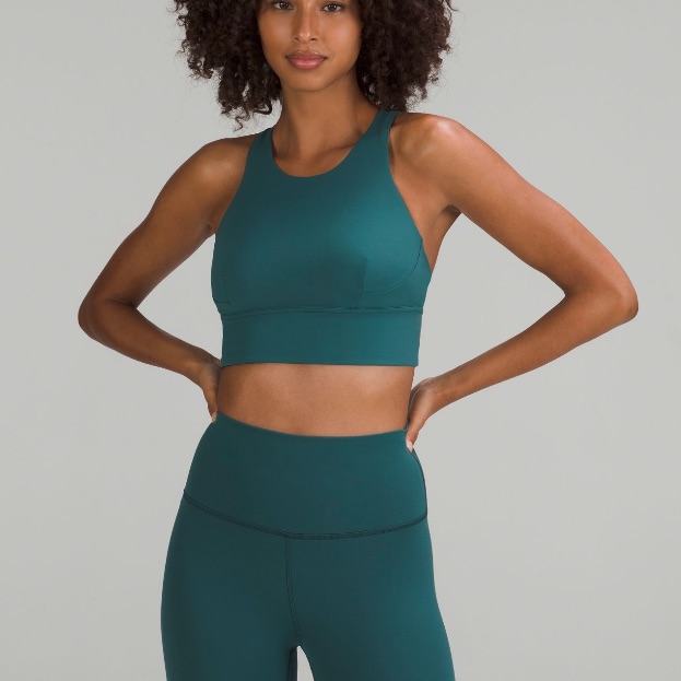Lululemon Wunder Train Longline Bra & Leggings In Green Jasper
